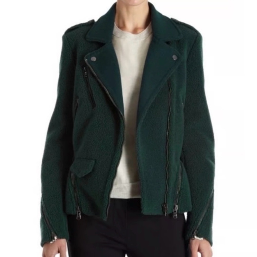 GUC 3.1 Phillip Lim- Dark Green Peplum Moto Jacket. Size 2